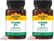 Country Life B12 bottle front view highlighting energy support for daily routines.