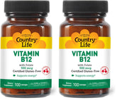 Country Life B12 with Folate bottle front view for daily energy support.