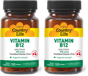 Country Life B12 with Folate bottle front view for daily energy support.