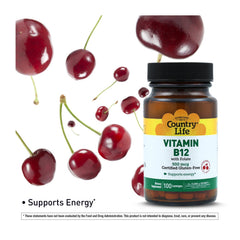 Country Life B12 with Folate lozenge bottle-front for easy daily intake.