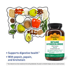 Country Life Betaine HCl tablets closeup