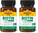 Country Life Biotin 1mg bottle for hair, skin, and nail support.