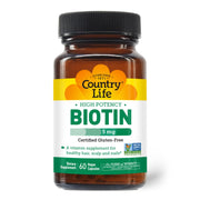 Country Life Biotin High Potency bottle front view showing potential hair and nail support