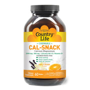 Country Life Cal-Snack bottle with 60 vegan, gluten-free wafers for daily use