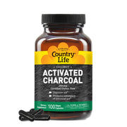 Country Life cápsulas carbón activado coco, botella 260 mg para apoyo digestivo