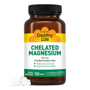Country Life Chelated Magnesium 250mg bottle front view supports heart and muscle health
