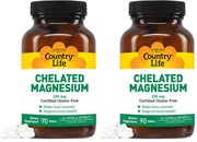 Country Life Chelated Magnesium 250mg bottle supports bone and muscle health.