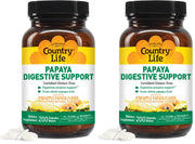 Country Life chewable papaya enzymes bottle for post-meal digestive support.
