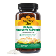 Country Life chewable papaya enzymes bottle with pineapple papaya flavor for easy digestion