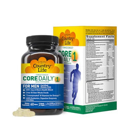 Country Life Core Daily-1 for Men capsules close-up suggests convenient daily intake for energy and immune support.