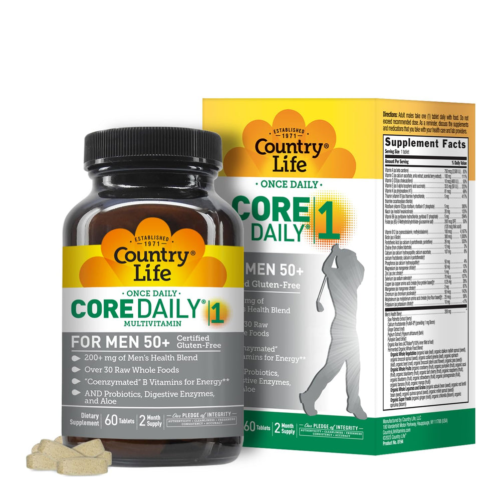 Country Life CORE Daily-1 Men 50+ bottle front showing daily energy support.