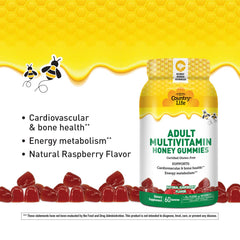 Country Life Honey Gummies in hand illustrating convenient daily wellness bite.