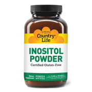 Country Life Inositol Powder jar with gluten-free vegan labeling for quick recognition.