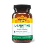 Country Life L-Carnitine 500mg bottle ready for an energy routine.