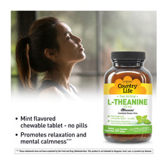 Country Life L-Theanine mint-flavored chewable tablets ready to use