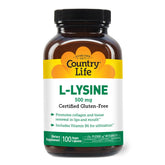 Country Life L-Lysine 500mg with B-6 bottle highlights immune health support.