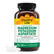 Country Life Magnesium and Potassium bottle; supports heart health.