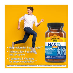 Country Life Max for Men front label highlights iron-free vegetarian formula