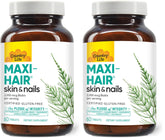 Country Life Maxi-Hair bottle shown for daily hair, skin, and nails support