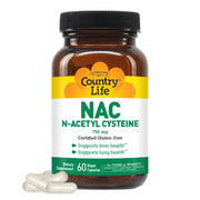 Country Life NAC bottle front showing premium liver and lung support in a vegetarian capsule