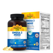 Country Life Omega-3 bottle ready for daily mood support with lemon flavor.