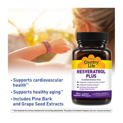 Country Life Resveratrol Plus capsules in vegan, gluten-free formulation