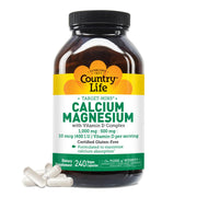 Country Life Target-Mins calcium magnesium bottle pour demonstrates easy daily dosing.