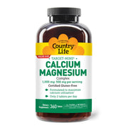 Country Life Target-Mins bottle front shows high-potency calcium and magnesium.