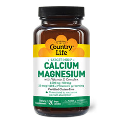 Country Life Target-Mins bottle front showing calcium magnesium vitamin D blend for bone health
