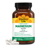 Country Life Target-Mins Magnesium bottle front for easy muscle support.