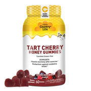 Country Life Tart Cherry Honey Gummies bottle for a tasty post-workout option.