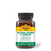 Country Life Vitamin E-Complex bottle top shows natural tocopherols for antioxidant protection
