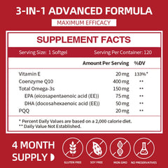Cozynol CoQ10-400mg softgels capsule close-up showing DHA/EPA support
