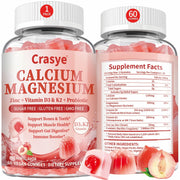 Crasye Calcium 1200mg gummies bottle with peach flavor for easy daily intake.