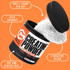 Crazy Muscle Creatine Monohydrate Powder 5g serving supports strength and power
