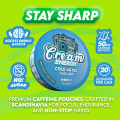 C.R.E.A.M Energy five-pack display showing portable caffeine boost