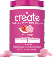 Create Creatine Gummies pack front highlights vegan, performance-focused formula.