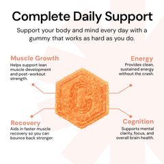 Athlete consuming Create gummies during workout, illustrating focus and sustained energy.