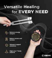 CREVIK 384Hz tuning fork for subtle vibration during mindfulness practice.
