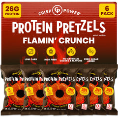 Crisp Power Protein Pretzels bag showing 25g protein for a satisfying snack