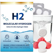 Crobirware Molecular Hydrogen Tablets packaging shows a 90-count bottle for on-the-go energy support.