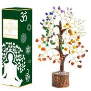 Crocon 7 Chakra Crystal Tree on wooden base boosts calm in living spaces.