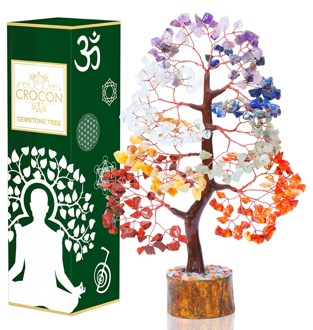Crocon chakra tree of life gemstone image focusing on colorful beads for positive energy.
