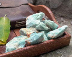 Crocon aquamarine crystals for altar grid decor