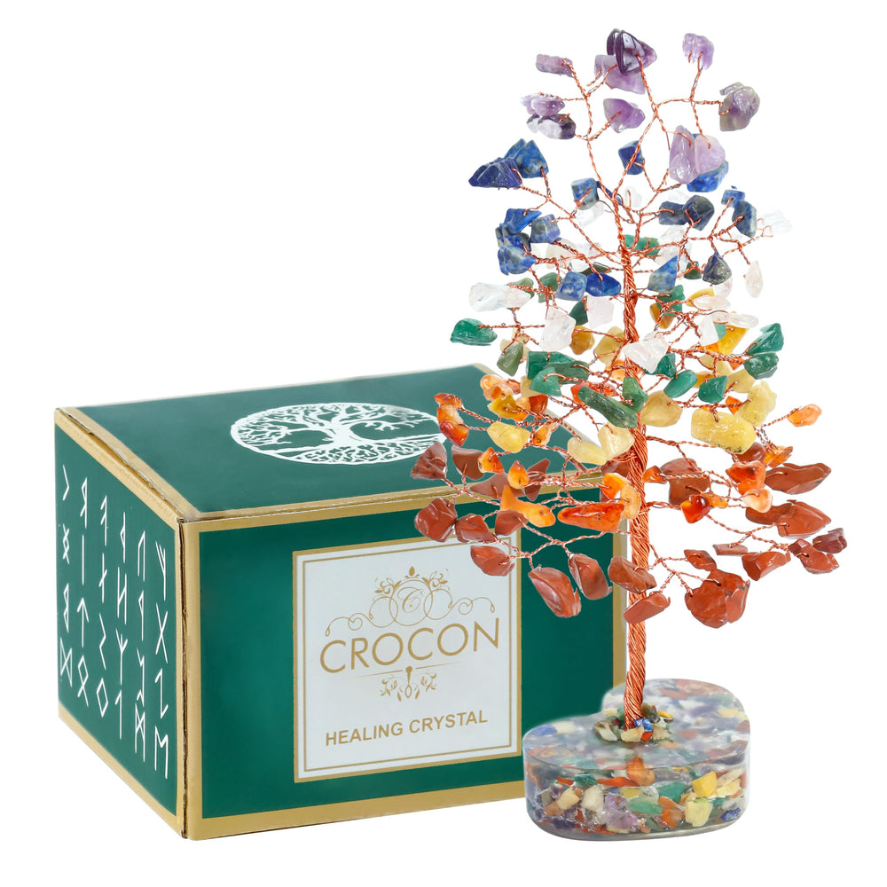 Crocon crystals heart base tree with pink highlight, ideal for positive energy at home