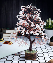 Crocon Gemstone Tree in living room adds tranquil decor and positive ambience.