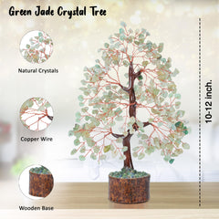 Crocon Green Jade Crystal Tree, 10x12 inch, ideal centerpiece for meditation corners and calm offices.