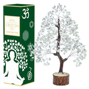 Crocon Howlite crystal tree of life with silver wire for calm ambience.
