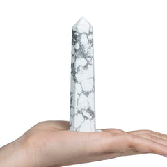 Crocon Howlite tower wand with octagon 8 facets for chakra focus and decorative display.