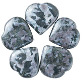 Crocon Indigo Gabbro heart stone 5pc set for mindfulness and decorative display.